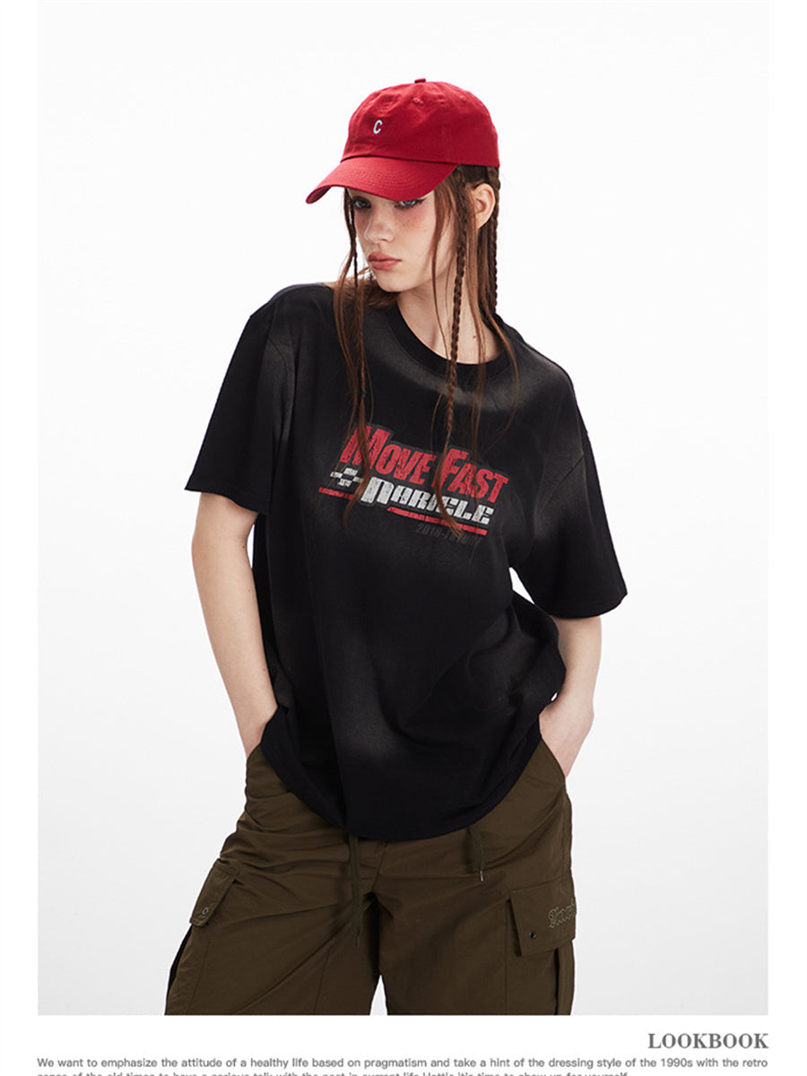 Liber Summer Women's Old Letters/Numbers/Words T-shirts