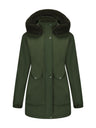 With Fur Collar Hooded For Warmth Drawstring Pocket Down Jacket