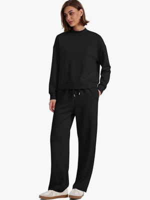 Sports Casual Suit Long-sleeved Pullover Sweatshirt Wide-leg Pants 2-piece Sets