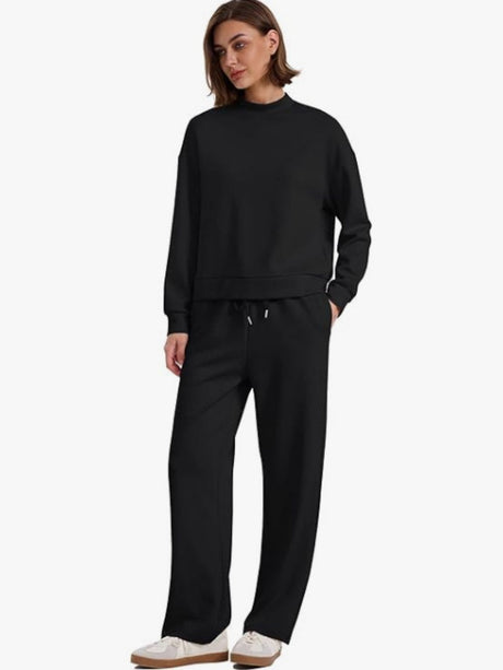 Sports Casual Suit Long-sleeved Pullover Sweatshirt Wide-leg Pants 2-piece Sets