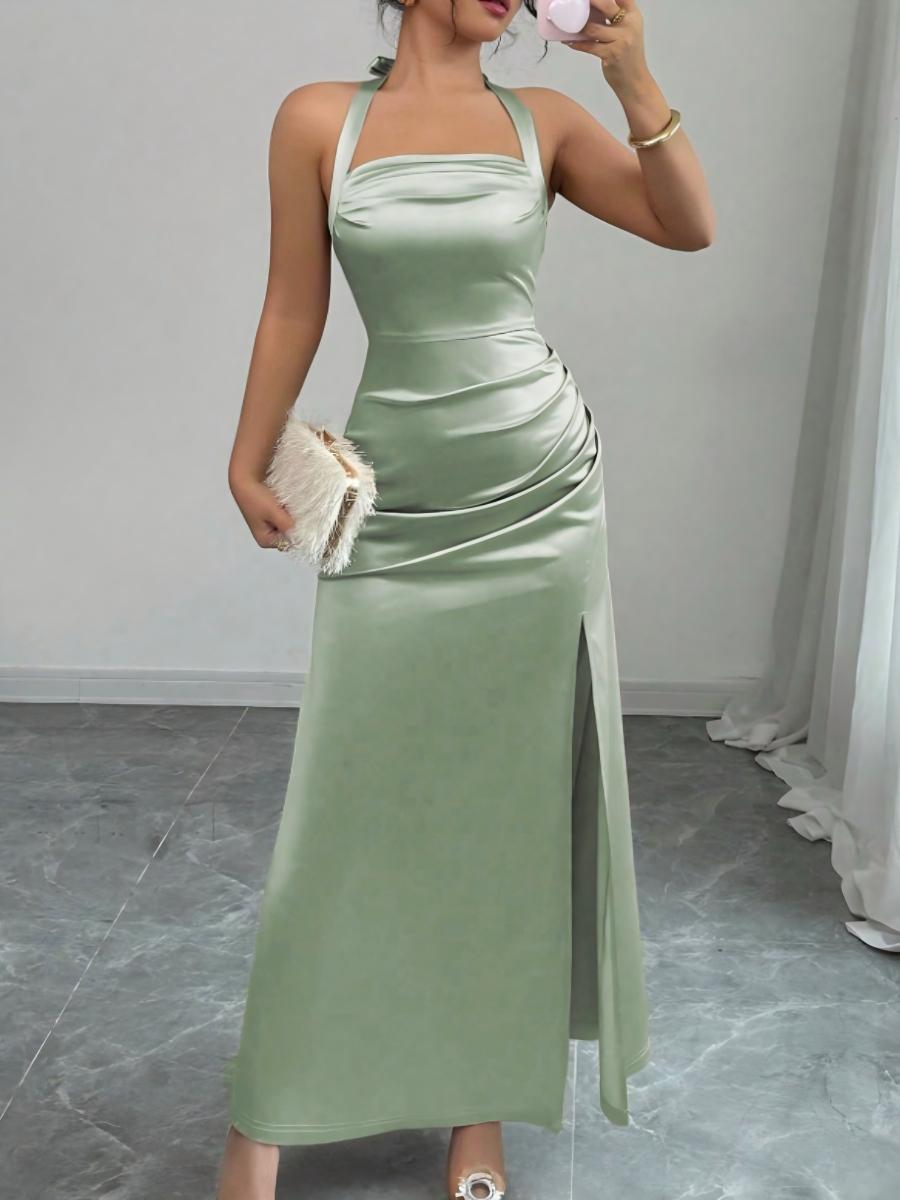 Backless Strapless Bodycon Long Dress With Slit
