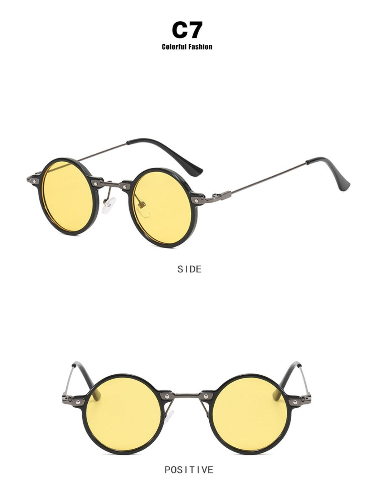 Lunettes de soleil rondes style hip-hop à monture fine