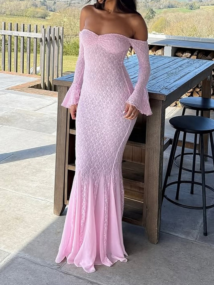 Lace Off-shoulder Long Dress