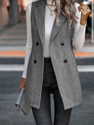 Splicing Herringbone Pattern Suit Sleeveless Vest