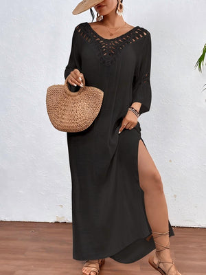 Hand-crocheted Patchwork Colorful Pom-poms Sexy Hollow-out Backless Loose Beachwear