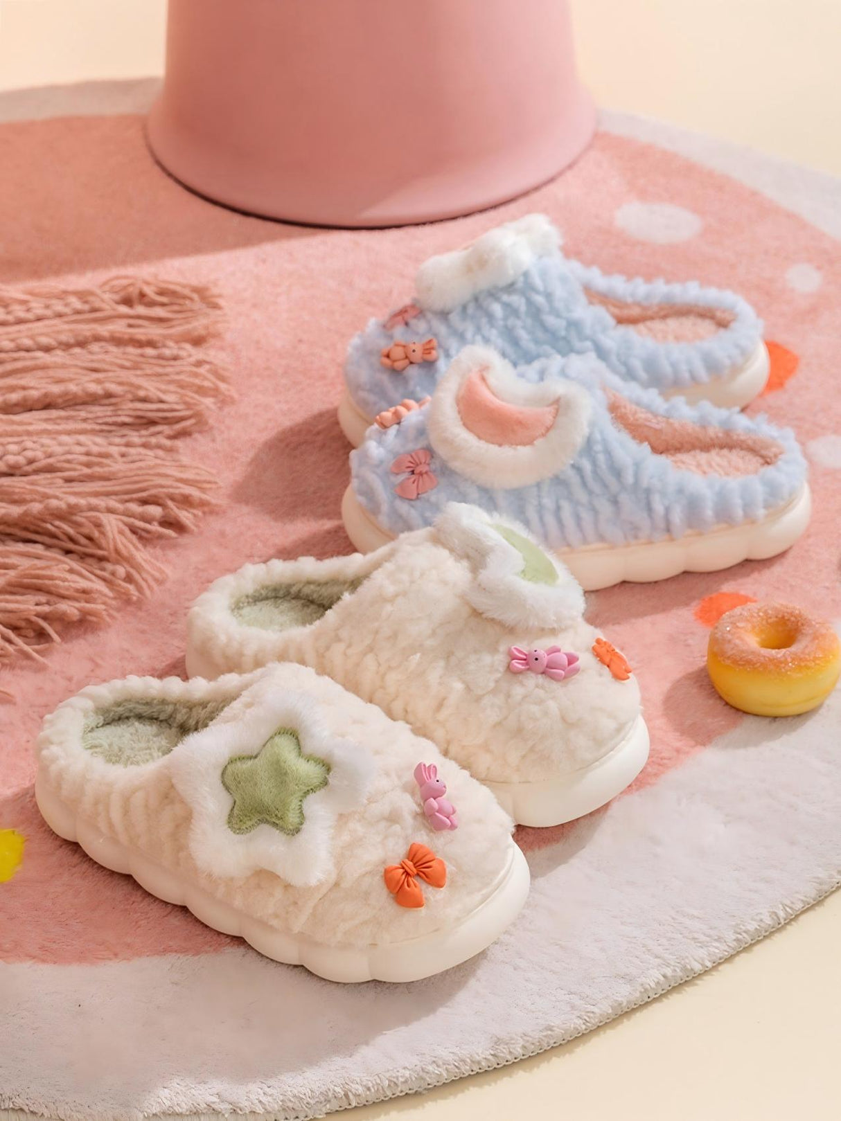 Colorblock Floral Slippers