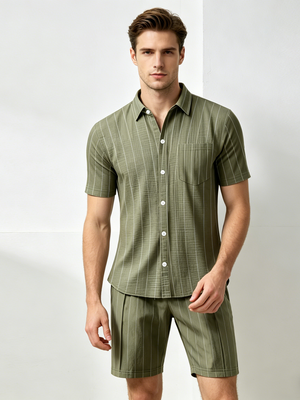 Flax Stripes Loose-fit Beach Set 2-piece Sets
