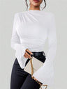 Design-forward Flared Sleeve Stand Collar Slim Fit T-shirt