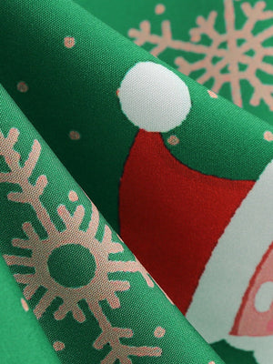 Christmas Crew Neck Splicing Long Sleeve Midi Dresses