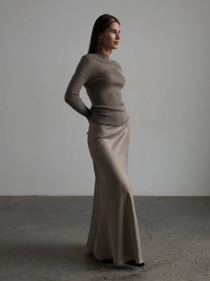 Fishtail Satin Long High-Waisted Bodycon Floor-Length Fishtail Skirt
