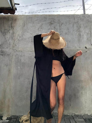 Loose-fitting Long Cardigan For Beach, Sun Protection, Beach Vacation, Bikini Cover-up, Swimwear Outerwear