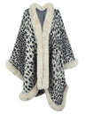 Leopard Print Shawl With Fur Collar Cloak Cardigans