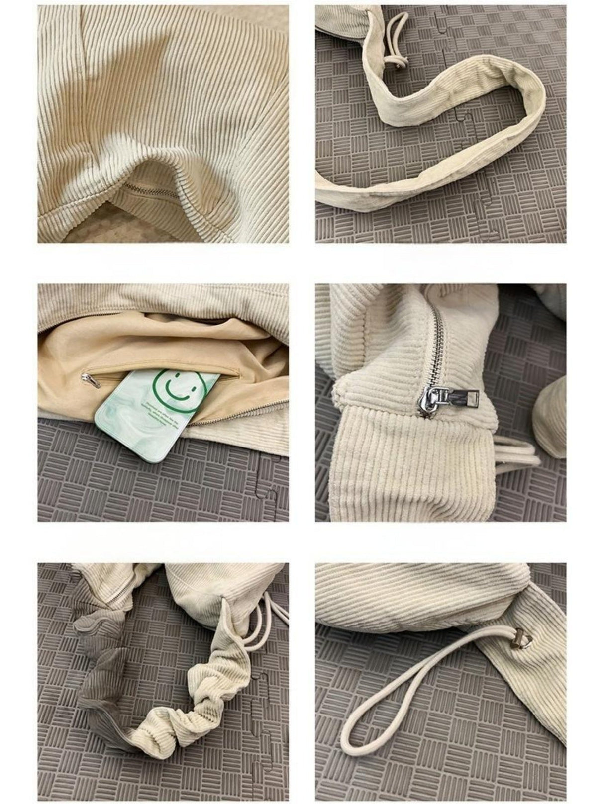 Gestreifte Cord-Umhängetasche