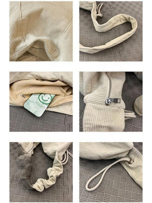 Gestreifte Cord-Umhängetasche