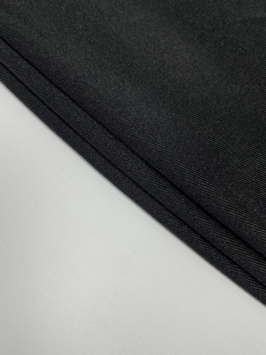 【SHIP AS USUAL】High Neck Bow Long Sleeve Pleated Hip-hugging Mini&Short Dresses