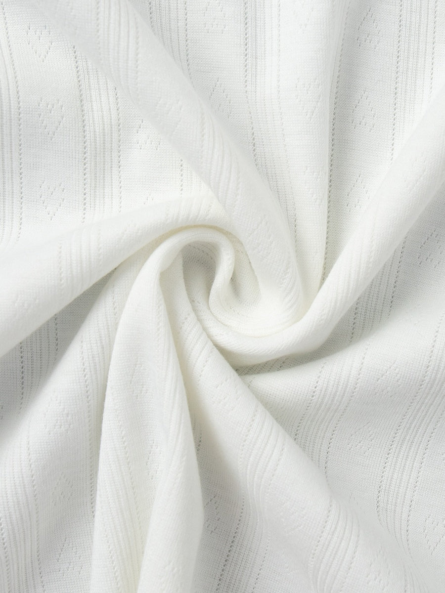 Ensemble de nuit deux pièces à manches longues en maille jacquard ajourée à motif cœur