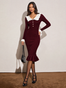 French-style Ruffled Knit Sweater Dress