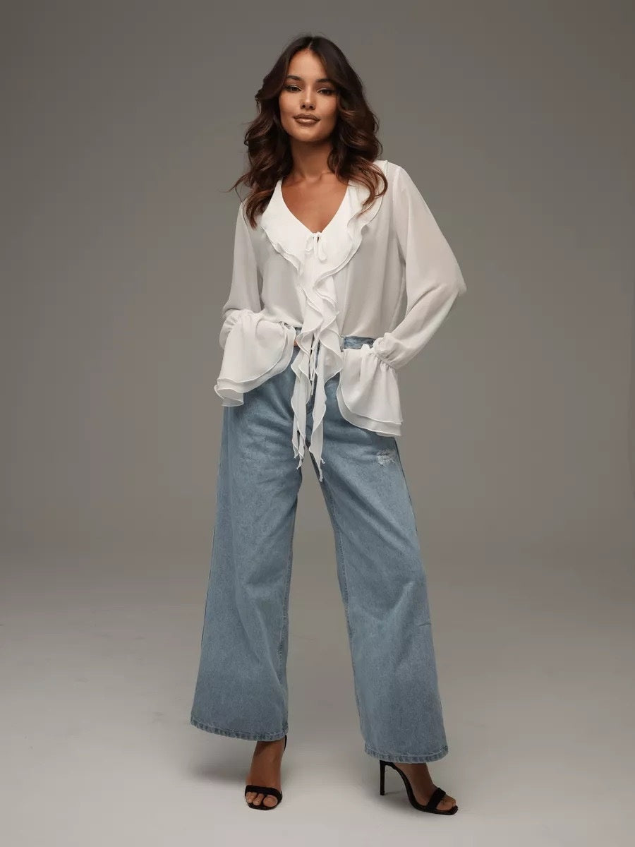 Liber Spring Women's Ruffle Chiffon shirt