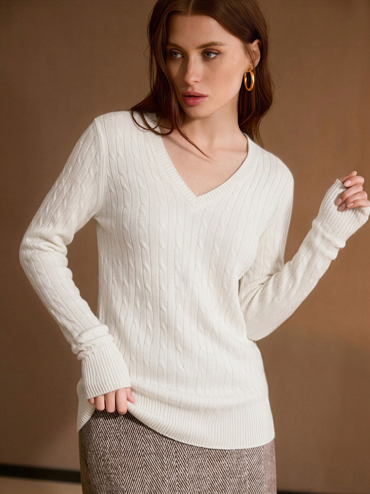 Superfine Merino Wool Cashmere Silk V Pullover Sweater