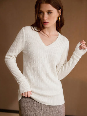 Superfine Merino Wool Cashmere Silk V Pullover Sweater