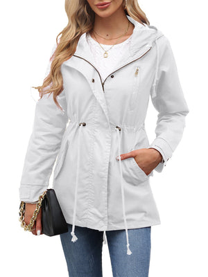 Cotton Loose Solid Color Pocket Hooded Jackets