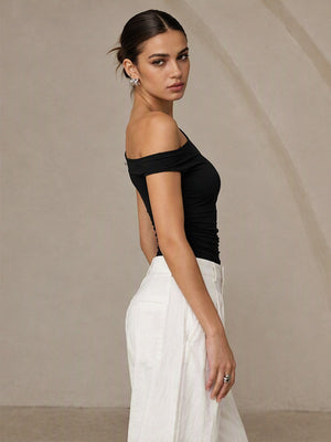 Asymmetrical Neckline, One Shoulder Off-shoulder T-shirts