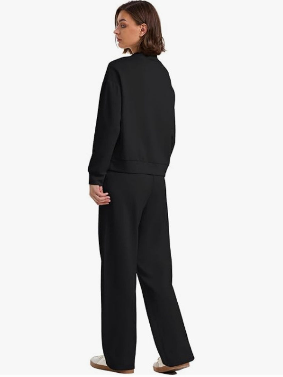 Sports Casual Suit Long-sleeved Pullover Sweatshirt Wide-leg Pants 2-piece Sets