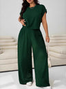 Loose-fit Simplicity Cropped T-shirt Wide-leg Trousers Set 2-piece Sets