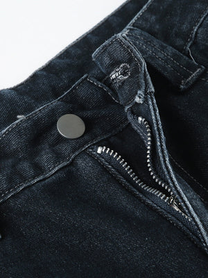 Zipper Wide Leg Mopping Jeans