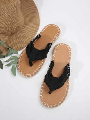 Denim Flip-Flops With Straw-lined Seams