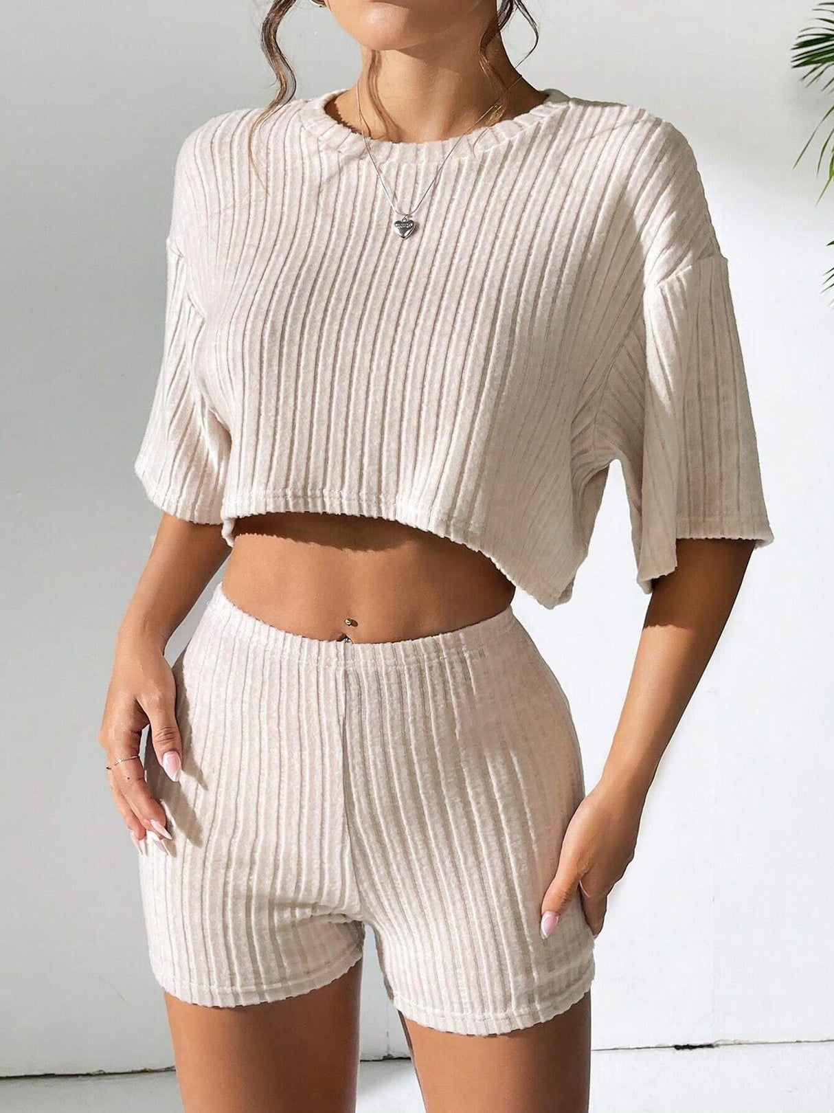 Liber Spring Women's Solid Color Solid Color 2-piece Sets