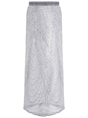Beach Cover-up With Slits And Tie-up Shimmering Sequined Skirt