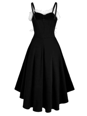 Christmas Parties Bunny Girl Fur Collar Off-shoulder Bow Slip Dress