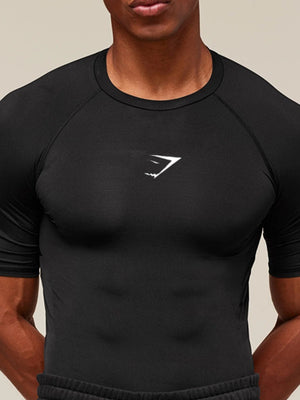 GYMSHARK Sports Fitness Running Printed Tight T-shirts