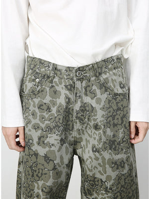 Camouflage Ins Loose-fit Straight-fit Wide-leg Jeans