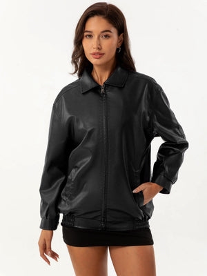 Street Cool Loose Pocket Leather Jacket