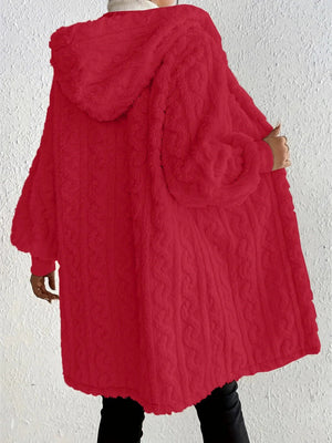 Solid Color Long-sleeved Hooded Loose Plush Jackets