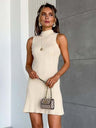Half Turtleneck Sleeveless Knitting Hip-hugging Grace Mini&Short Dresses