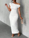 Water Ripple One-shoulder Long Dress