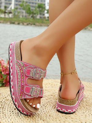 Colorful Rhinestone Platform Sandals