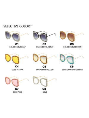 Rhinestone Full-rimmed Irregular Sunglasses