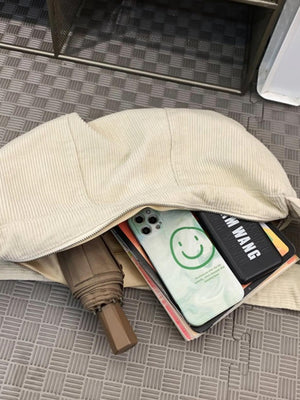 Gestreifte Cord-Umhängetasche