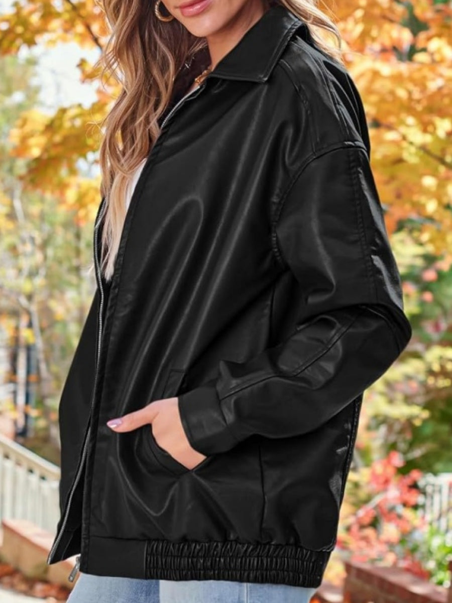 Loose Long Sleeve Leather Jacket Leather Jacket