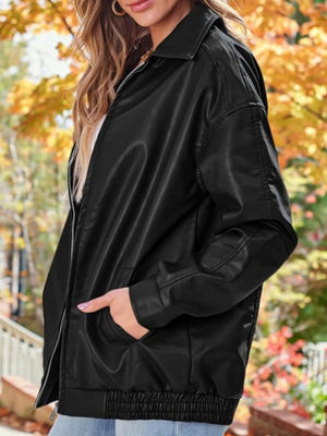 Loose Long Sleeve Leather Jacket Leather Jacket