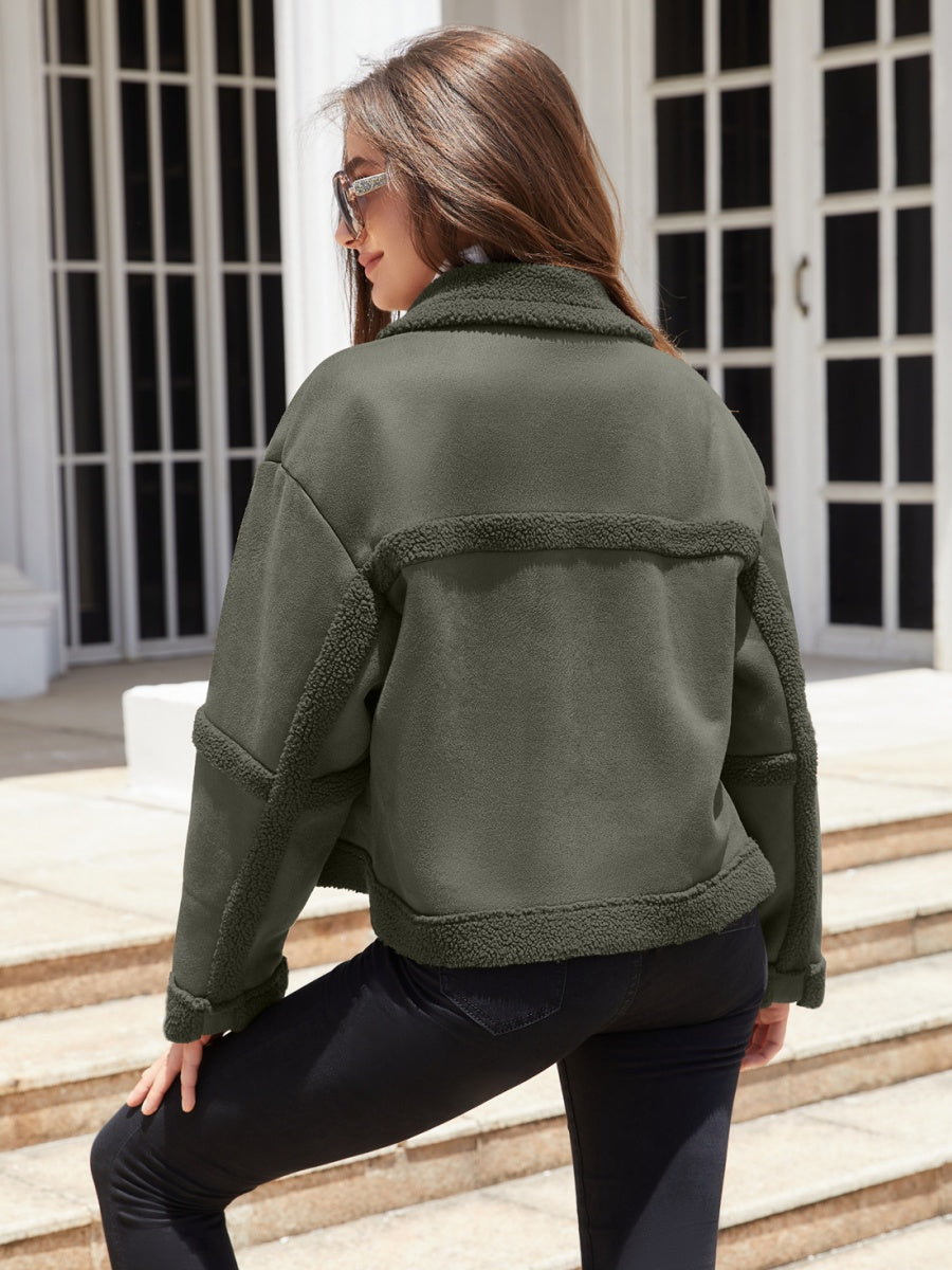 Suede Keep Warm Plush Pocket Leather Jacket