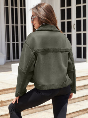 Suede Keep Warm Plush Pocket Leather Jacket