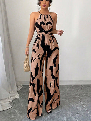 Milk-patterned Halter-neck Jumpsuit