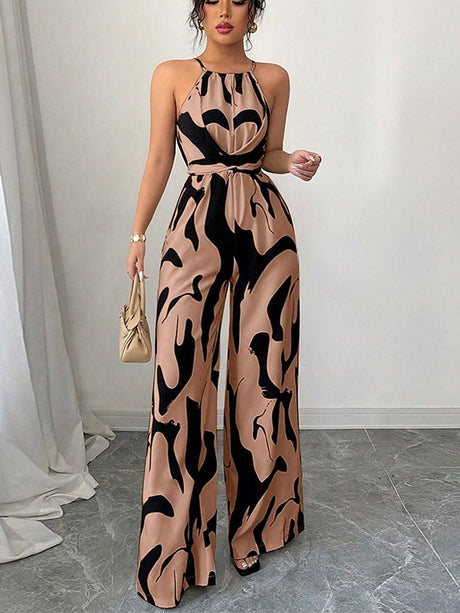 Milk-patterned Halter-neck Jumpsuit