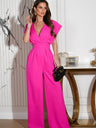 V-neck Commuting Wide Leg Jumpsuits