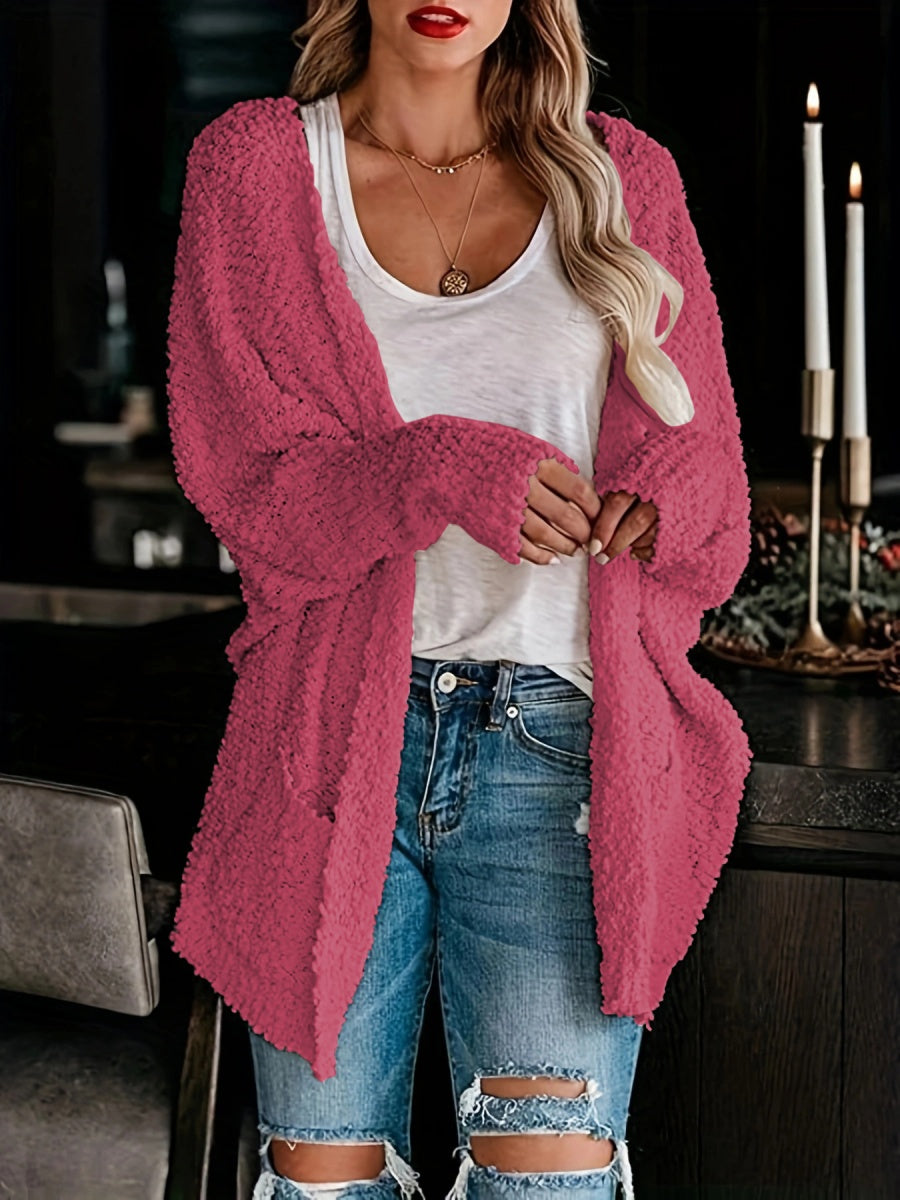 Solid Color Pocket Mid-length Cardigans